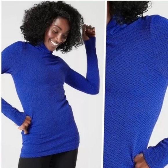 Athleta Flurry Peak Turtleneck Top Tanzanite Blue M - Picture 2 of 10